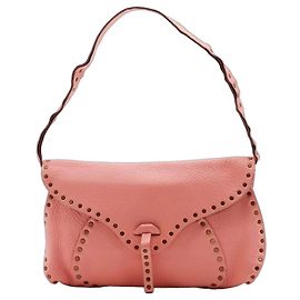 Céline Celine Pink Leather Studded Shoulder Bag Pink
