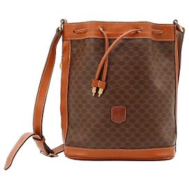 Céline Bolsa Bucket Celine Macadam Marrom Monograma
