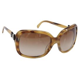 CHANEL Sunglasses plastic Beige CC Auth 200690A Beige