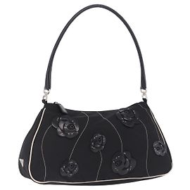PRADA Shoulder Bag Nylon Black Silver Auth 202952V Black Silvery