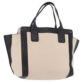 Chloé Sac Cabas Chloe Alison en Cuir Ivory Black Auth 203353 Noir Écru