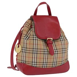 Burberrys Nova Check Backpack Canvas Beige Gold Auth 199427V Beige Golden