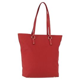Borsa a mano Salvatore Ferragamo Gancini Nylon Rosso Oro Auth 161041 Rosso D'oro