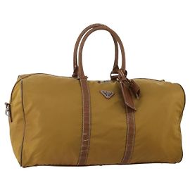 Borsa Boston PRADA Nylon Beige Silver Auth bs36871 Argento Beige