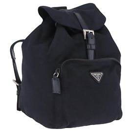 PRADA Rucksack Nylon Black Silver Auth 199882A Schwarz Silber