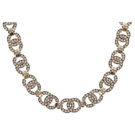 CHANEL Necklace metal Gold CC Auth ki6807M Golden