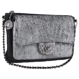 CHANEL Matelasse Chain Shoulder Bag Lamb Skin Black Silver CC Auth 200782V Black Silvery
