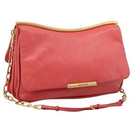 Bolso de hombro con cadena Miu Miu Cuero Rosa Oro Auth BA15636V Rosa Dorado