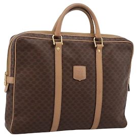 Céline Bolsa Business CELINE Macadam PVC Couro Marrom Tom Dourado Auth ti4006 Marrom Outro