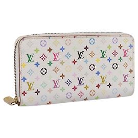 LOUIS VUITTON Monogram Multicolor Zippy Wallet White M60241 LV Auth 200392 Blanco