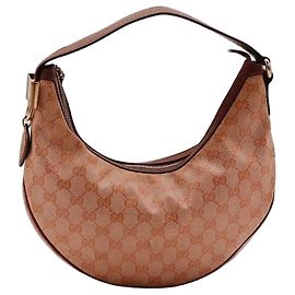 Gucci Monogram Canvas Hobo Bag Brown Beige