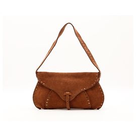 Chloé Sac à épaule en daim avec clous Marron