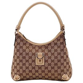 Sac à épaule Gucci Monogram Canvas Marron Beige