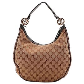 Gucci Monogram Canvas Hobo Bag Brown Monogram