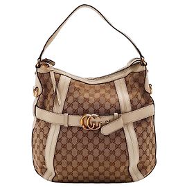 Borsa Hobo Gucci in tela monogram Marrone Beige