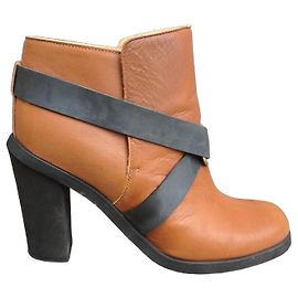 Maison Martin Margiela braune Lederstiefeletten mit Blockabsatz Braun