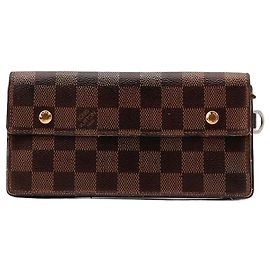 Portefeuille Sarah Louis Vuitton en toile Damier Ebene Marron