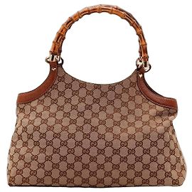 Gucci Monogram Handtasche mit Bambusgriff Braun Monogramm