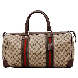 Bolso Boston Monogram Gucci Castaño Roja Verde Monograma