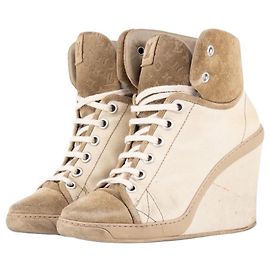 Louis Vuitton by Marc Jacobs 2010s Batignolles Monogram Wedge Sneaker Heels Beige