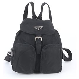 Mochila Prada em nylon Tessuto com logótipo triangular em couro Preto