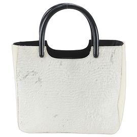 Bolso Tote de piel de becerro Prada con logotipo triangular Blanco