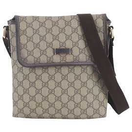 Gucci GG Supreme Leather Shoulder Bag Brown