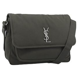Autre Marque SAINT LAURENT Sac à épaule Canvas Khaki Silver 757146 Autre