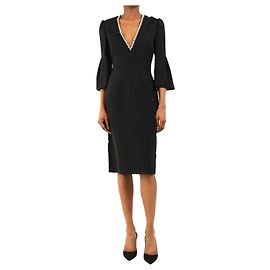 Jenny Packham Spitzenkleid mit schwarzen Kristallbesatz - size UK 8 Schwarz