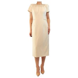 Jenny Packham Vestido creme com missangas e adornos - size UK 14 Cru