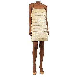 Autre Marque Robe mini à volants crème - size UK 8 Écru