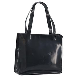 CHANEL Tote Bag Patent Black Silver CC Other