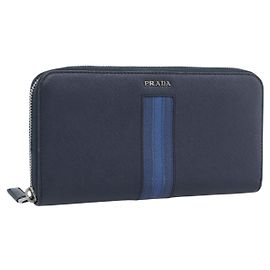 PRADA Carteira Longa couro Saffiano Navy Silver Outro
