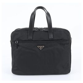 Bolso Tote Business Prada en nylon Tessuto con logotipo triangular de cuero Negro