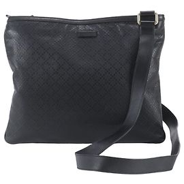 Gucci Diamante Leder-Messenger-Tasche Schwarz