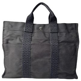 Hermès Saco Tote Hermes Herline MM Grey Marrom Cinza antracite