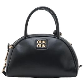 Miu Miu Black Leather Handbag Tote Black