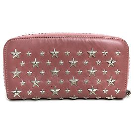 Jimmy Choo Star Stud Round Zip Long Wallet Pink