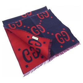 Écharpe Stole Gucci en bleu marine et rouge Rouge Bleu Marine