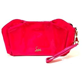 Christian Louboutin Pink Patent Leather Clutch Bag Pink
