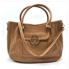 Borsa in pelle Tory Burch Amanda Marrone Cammello