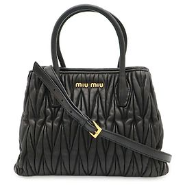 mala Miu Miu Matelassé franzida Preto