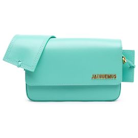 Bolsa de ombro Le Carinu em couro de bezerro azul Jacquemus Azul Turquesa