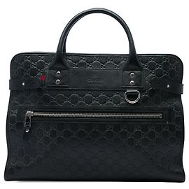 Gucci Black Guccissima Web Business Bag Black