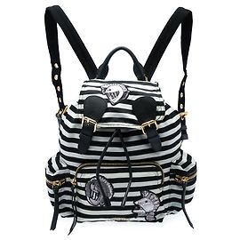 Burberry Black Medium Striped Nylon Runway Backpack Black