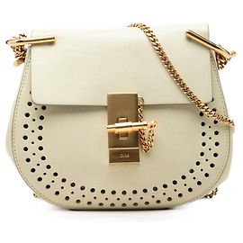 Chloé Drew Crossbody aus perforiertem Leder in Weiß Small Weiß Roh