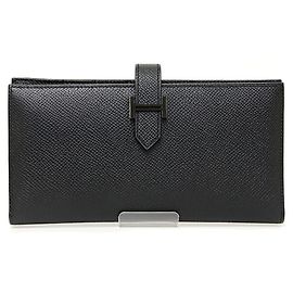Hermès Hermes Bearn Soufflé Monochrome Long Wallet Black