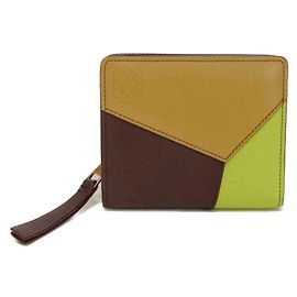 Cartera compacta con cremallera Loewe Puzzle Castaño Verde