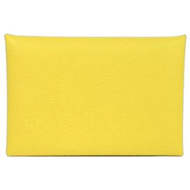 Hermès Hermes Calvi Card Case in Yellow Yellow
