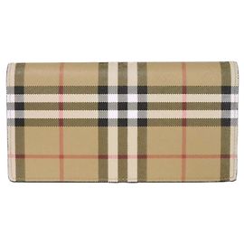 Burberry Vintage Check Continental Geldbörse Schwarz Beige Andere